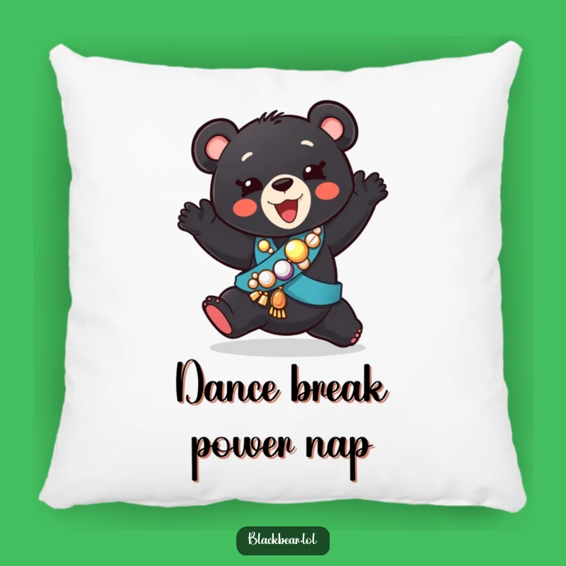 Funny Dancing Bear Cub Sash Pillow - Cozy Silly Accent Cushion Gift