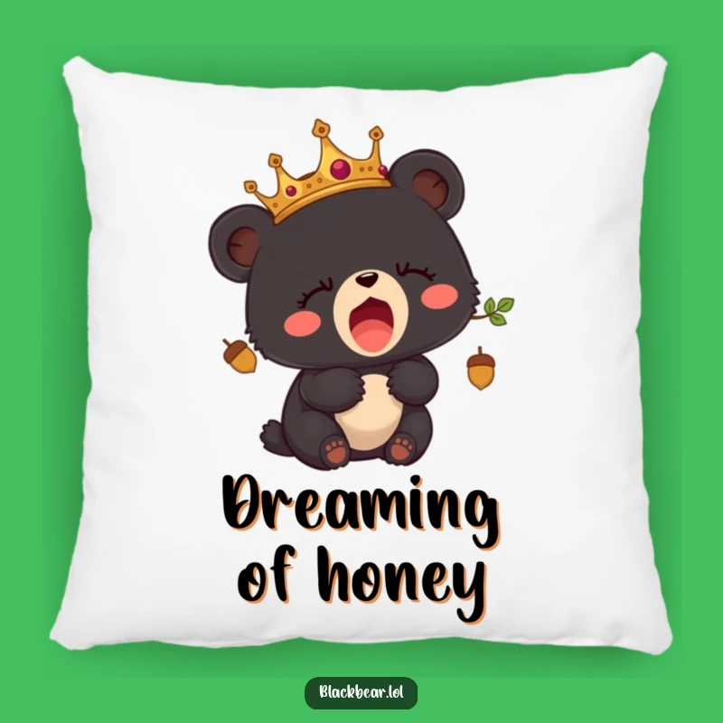Funny Sleepy Bear Cub Acorn Crown Pillow - Royal Comfort Cushion
