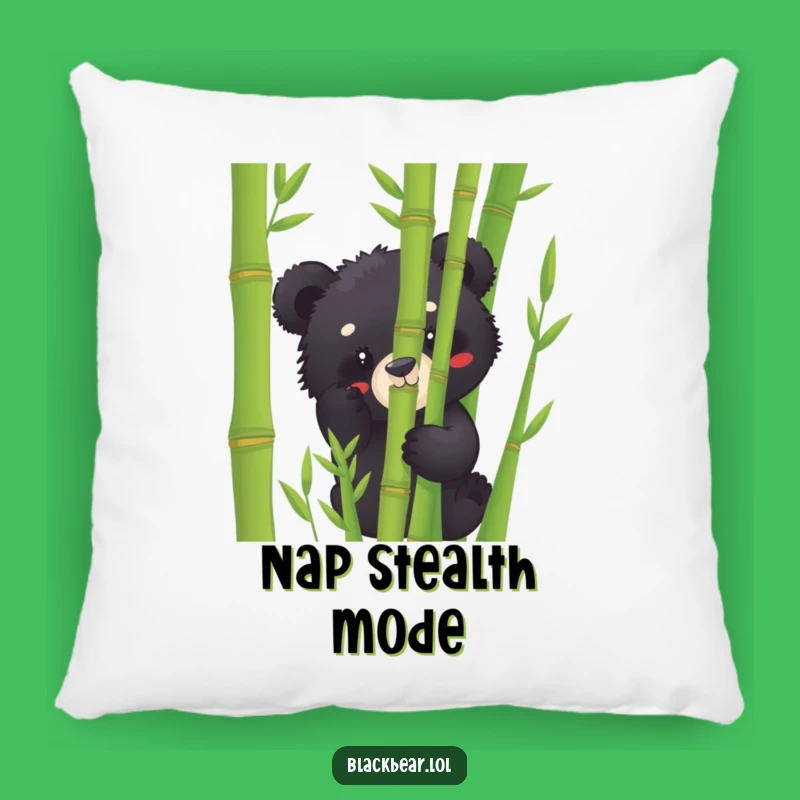 Funny Black Bear Cub Bamboo Peek Pillow: Cozy Comfort with a Chuckle
