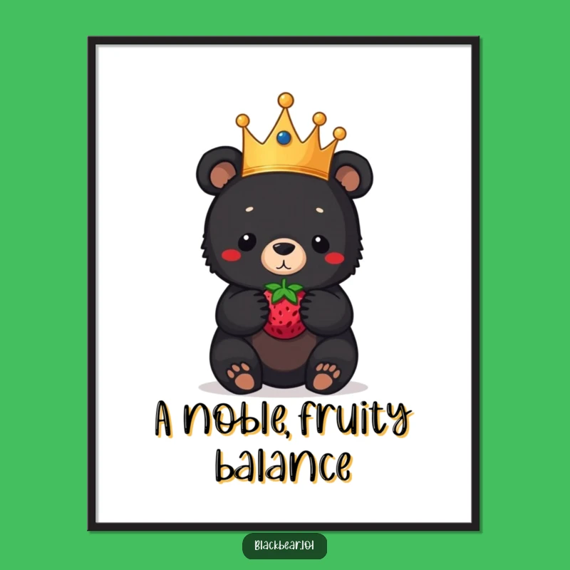 Funny Bear Cub Crown Digital Art: Instant Royal Laughs for Your Walls