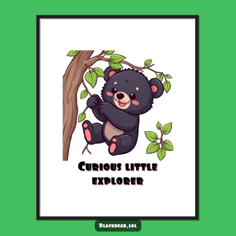 Funny Bear Cub Digital Art: Playful Cub Tugging, Instant Whimsical Decor Gift