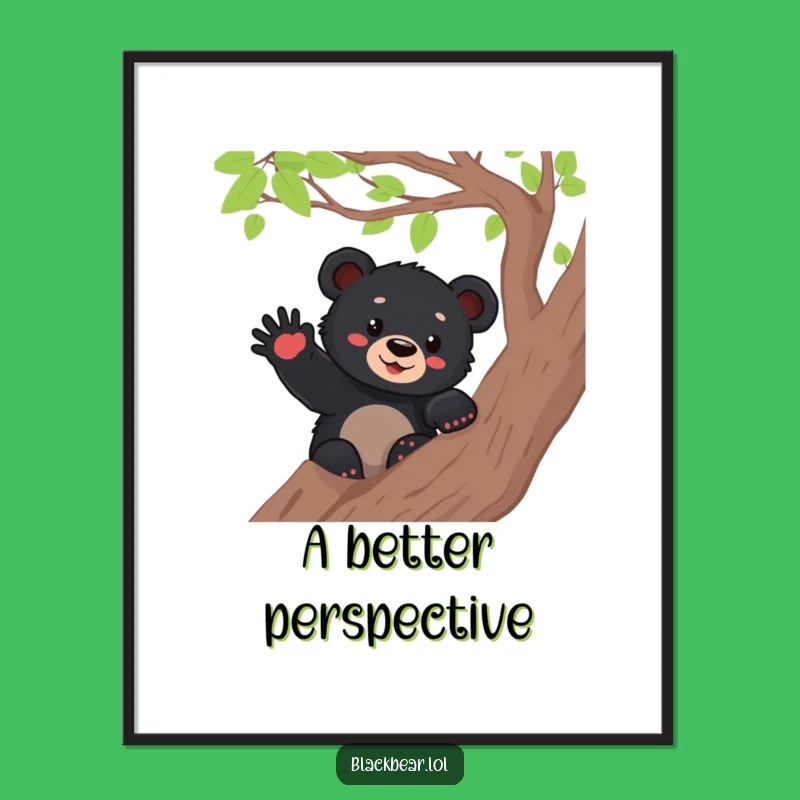Funny Bear Cub Waving Digital Print - Instant Cheerful Wall Decor Gift