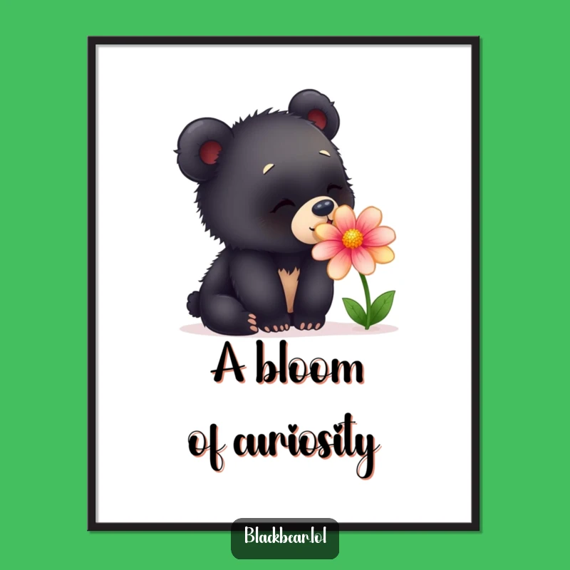 Funny Bear Digital Art - Delightful Flower Sniffing Wall Decor Gift