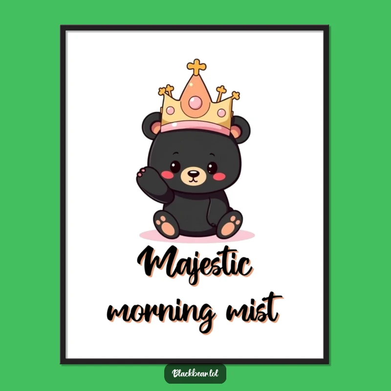 Funny Bear Princess Hat Digital Art: Instant Royal Whimsy for Your Walls!