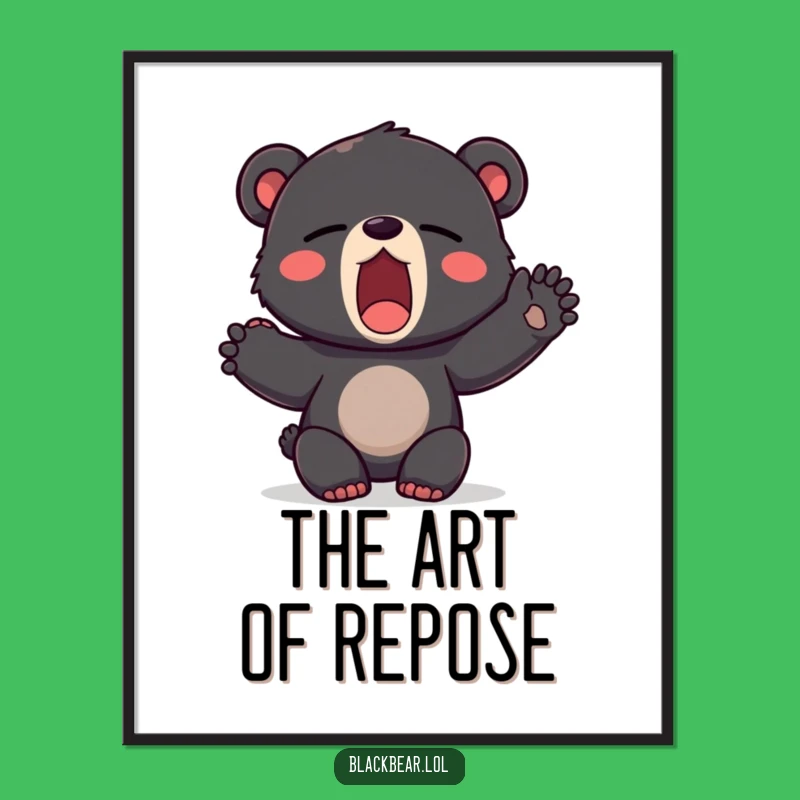 Funny Sleepy Bear Digital Art - Yawning Cub Wall Decor Gift