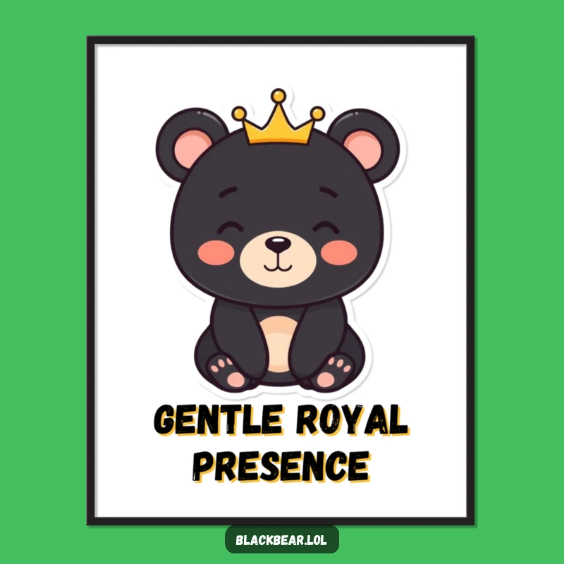 Funny Gentle Bear King Digital Art - Instant Royal Download