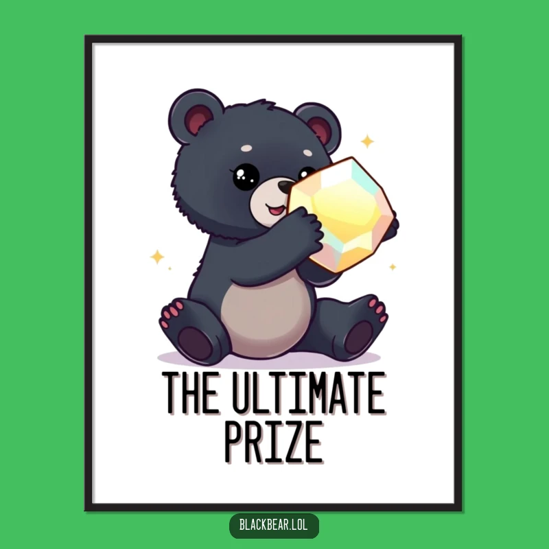 Funny Bear Cub Gem Digital Art: Instant Treasure for Your Walls!