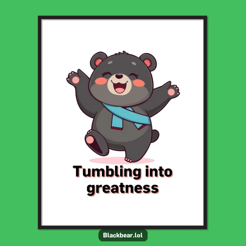 Funny Bear Cub Cartwheel Digital Art: Instant Energetic Smiles