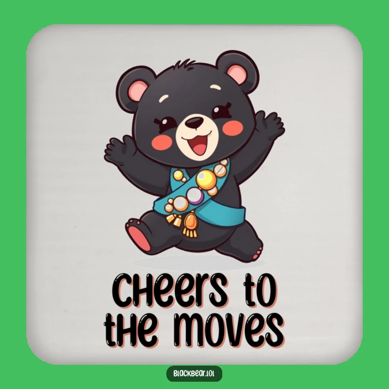 Funny Dancing Bear Cub Sash Coaster - Silly Table Protector Gift