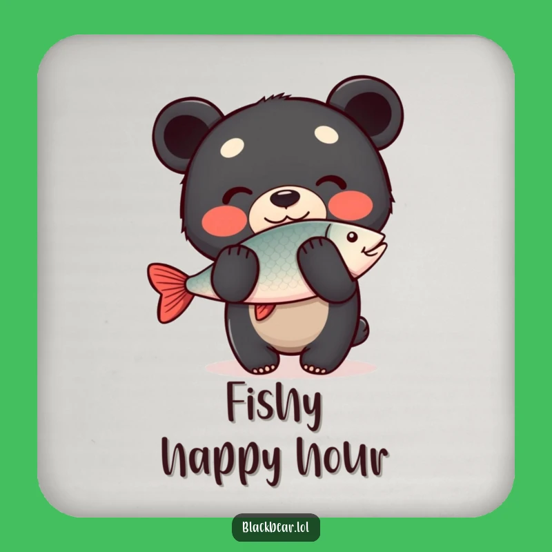 Funny Drink Coaster: Bear Fish Balance, Protect Surfaces with Humorous Present!