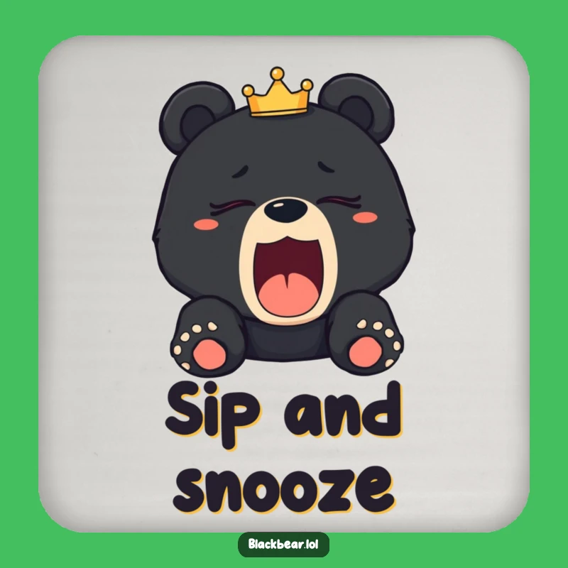 Funny Bear Cub Crown Coaster: Protect Surfaces with Sleepy Charm