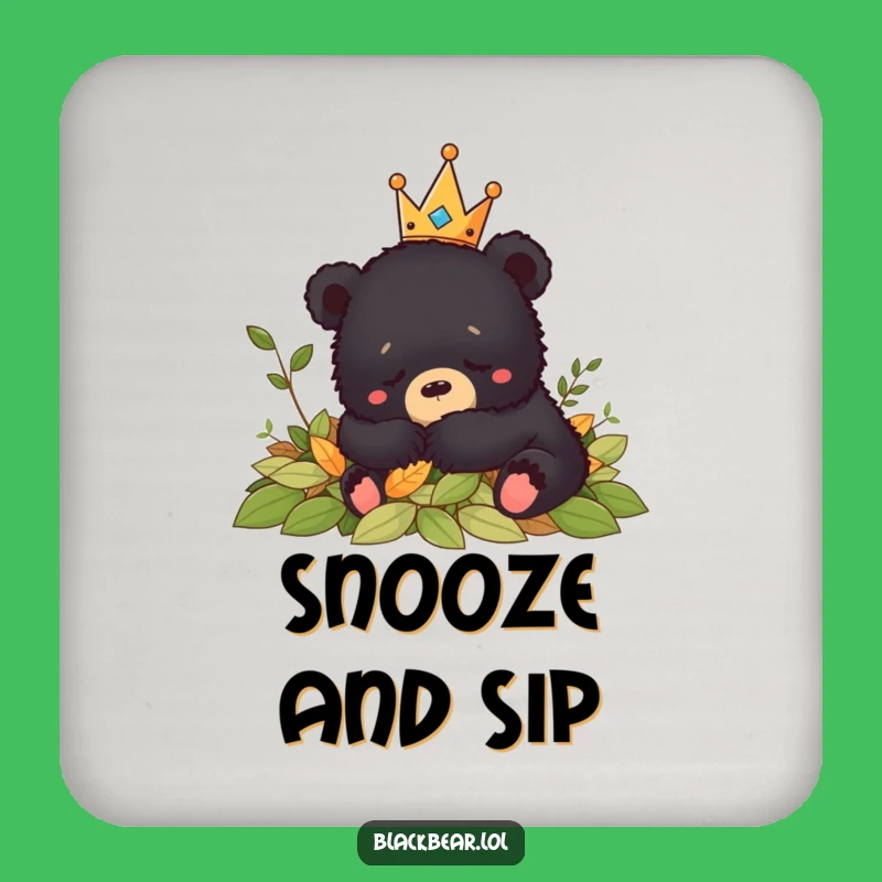 Funny Bear Cub Crown Nap Coaster - Protect Surfaces with Peaceful Humor