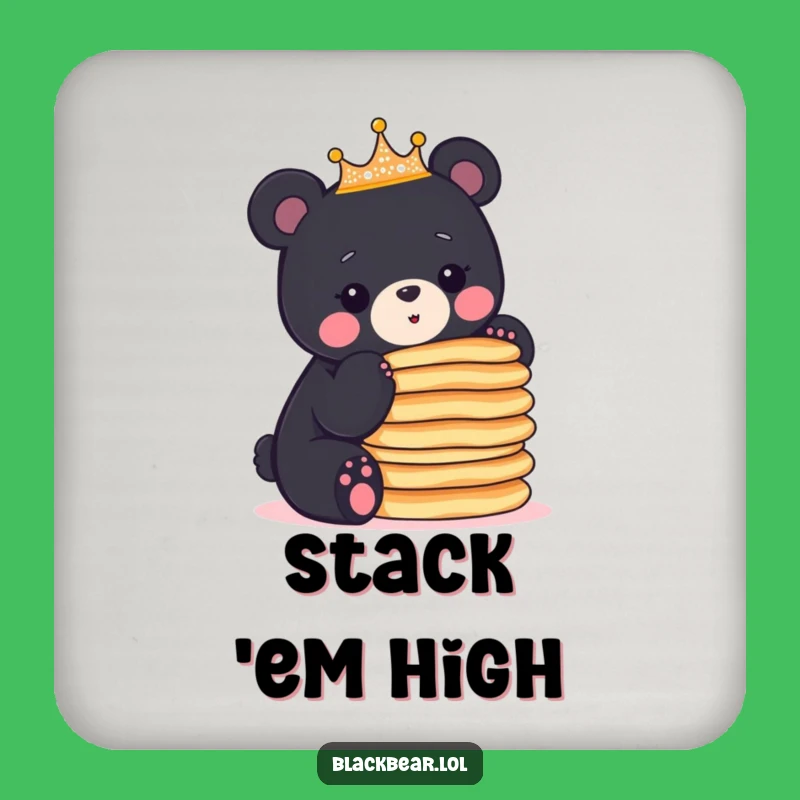 Funny Bear Cub Crown Pancake Coaster - Protect Surfaces with Breakfast Humor