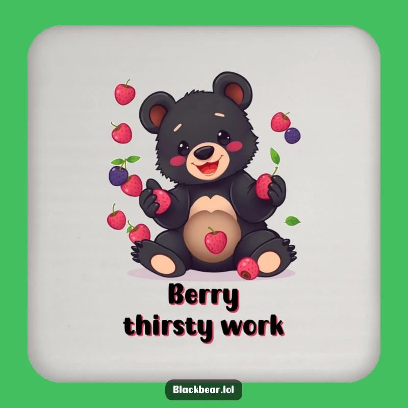 Funny Bear Cub Juggling Coaster: Clumsy Drink Protection, Hilarious Berry Accessory