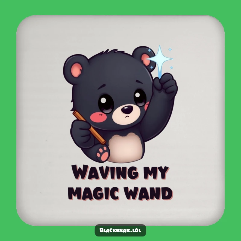 Funny Bear Cub Magic Wand Coaster - Protect Surfaces with Sparkle