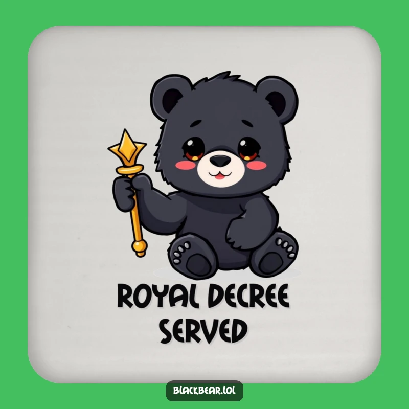 Funny Bear Cub Scepter Coaster: Protect Surfaces with Royal Charm Gift