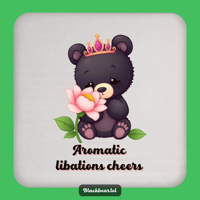 Funny Bear Cub Tiara Flower Coaster - Curious Nature Protector Gift