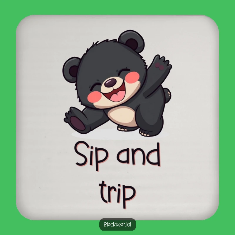 Funny Bear Cub Tripping Coaster: Protect Surfaces with Joy