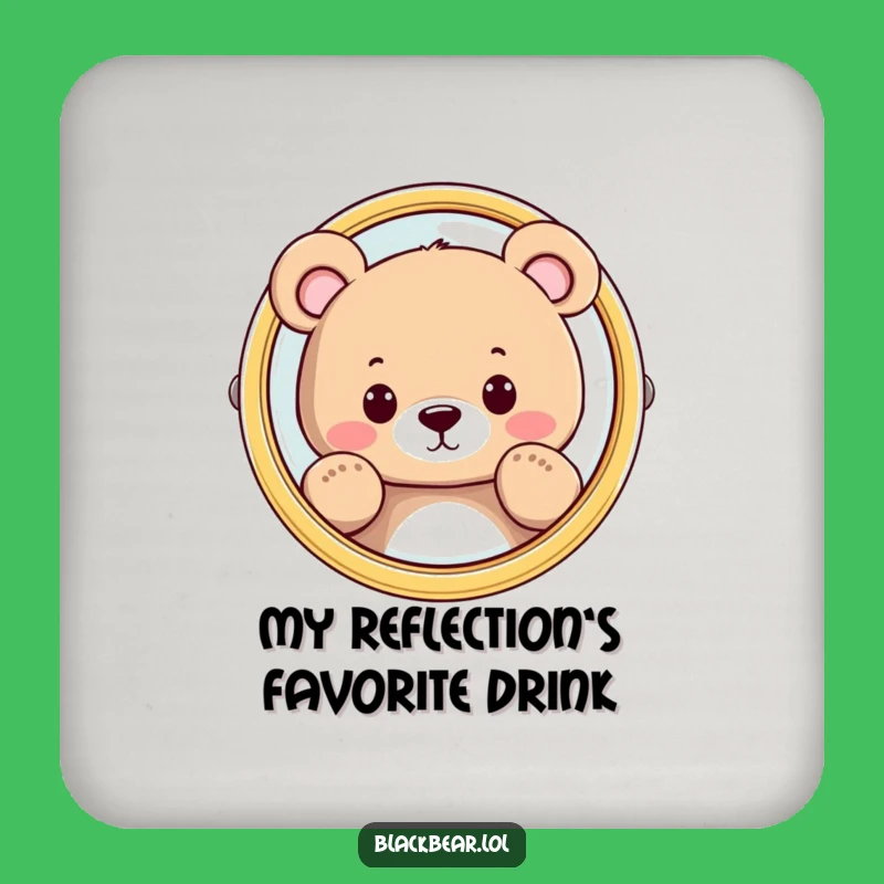 Funny Bear Mirror Peeking Coaster - Protect Surfaces with Mystery