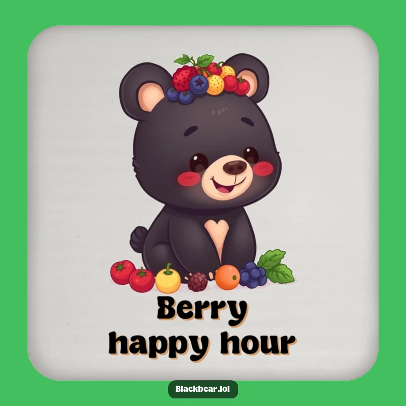 Funny Berry Bear Cub Coaster Set - Balancing Berries Protection, Unique Gift