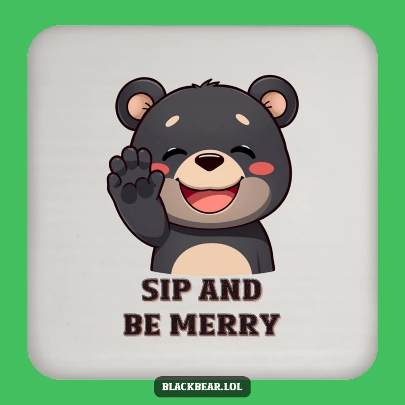 Funny Black Bear Coaster Set: Grinning Bear Protects Drinks, a Humorous Gift