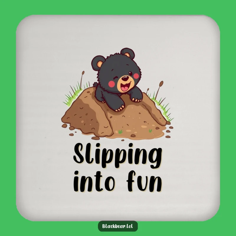 Funny Black Bear Cub Mudslide Coaster - Protect Surfaces with Hilarious Art Gift