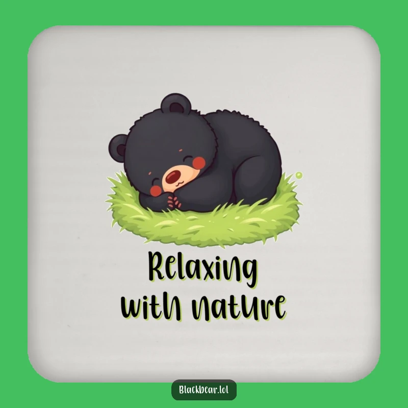 Funny Happy Bear Cub Coaster: Protect Surfaces with Mossy Bliss, Great Humorous Gift