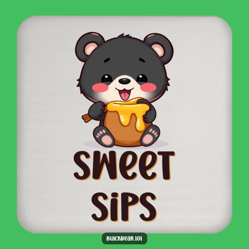 Funny Bear Cub Honey Pot Coaster - Protect Surfaces, Adorable Funny Gift for Home!
