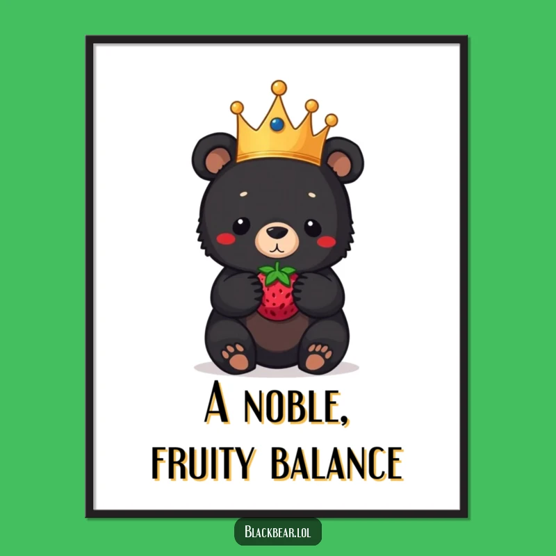 Funny Bear Cub Crown Poster: Hilarious Art for Your Regal Space