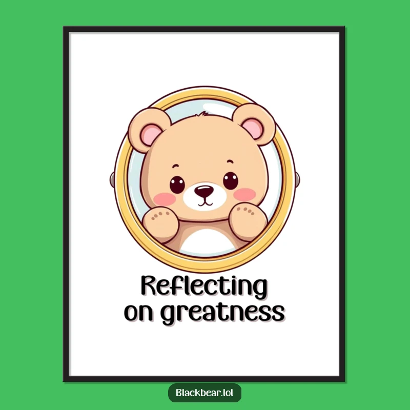 Funny Bear Mirror Peeking Poster - Curious Character Art Print
