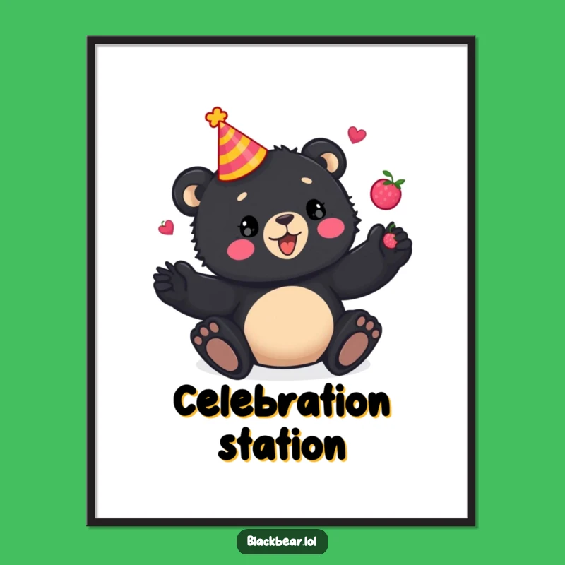 Funny Poster: Bear Cub Party Juggling, Hilarious Wall Art Present!