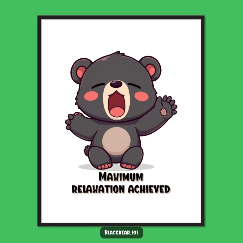 Funny Sleepy Bear Poster - Yawning Cub Art Print for Relaxing Spaces