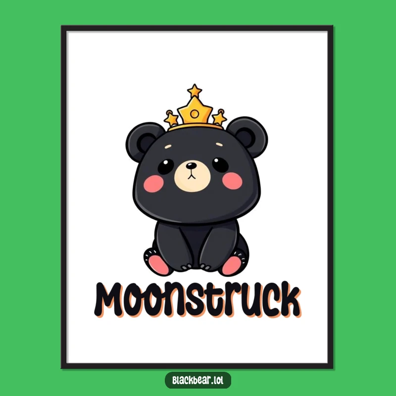Moonlit Bear Star Crown Poster - Dreamy Wall Art, Perfect Mystical Gift for Decor!