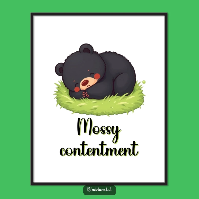 Funny Happy Bear Cub Poster: Blissful Nature Scene, Perfect Humorous Wall Decor Gift