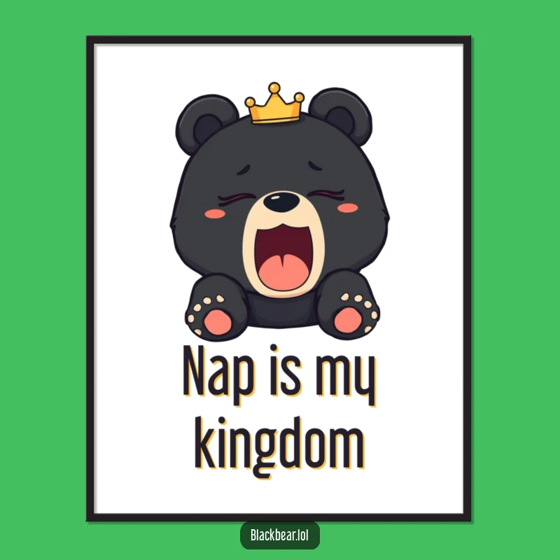 Funny Sleepy Bear Cub Crown Poster: Art That Says 'Do Not Disturb'