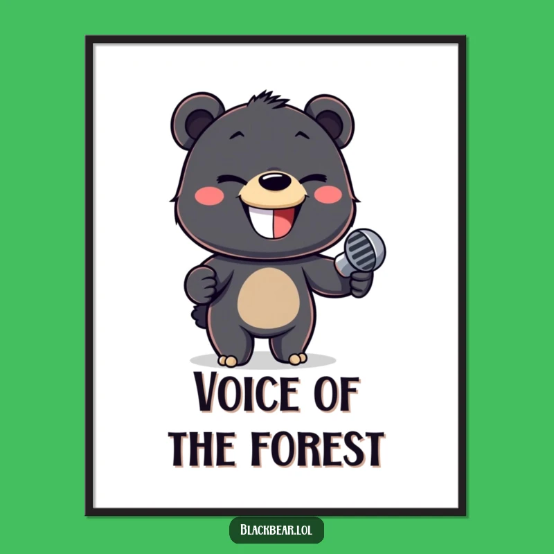 Funny Bear Cub Mic Poster: Unleash the Music with This Hilarious Art!