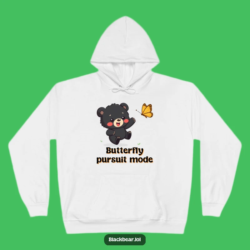 Funny Cub Butterfly Hoodie - Cozy Happy Bear Chase Sweatshirt, Perfect Funny Gift