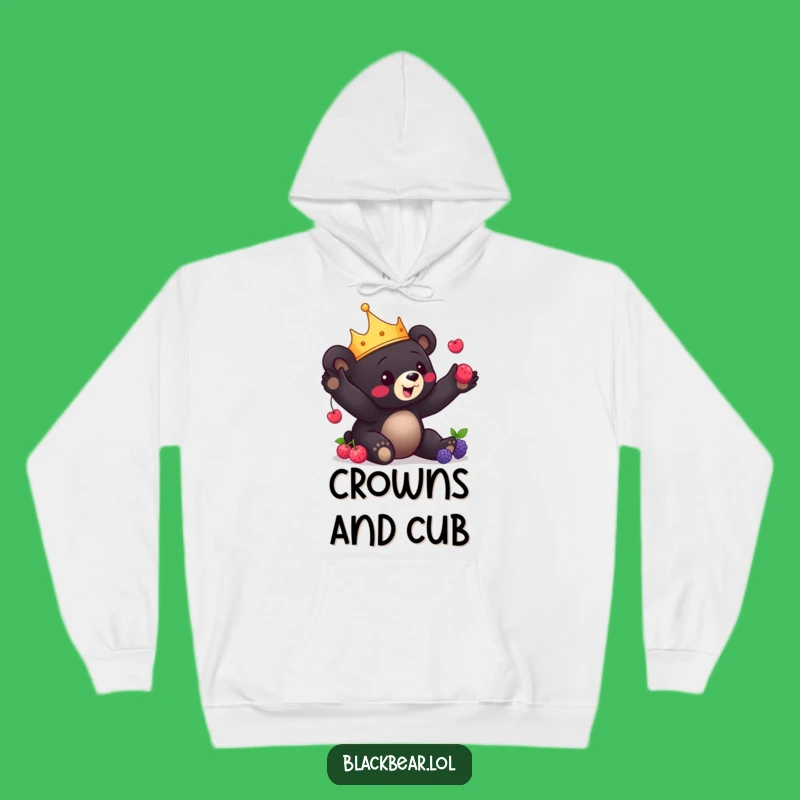 Funny Bear Cub Hoodie: Cozy & Crowned Juggler Sweatshirt Gift