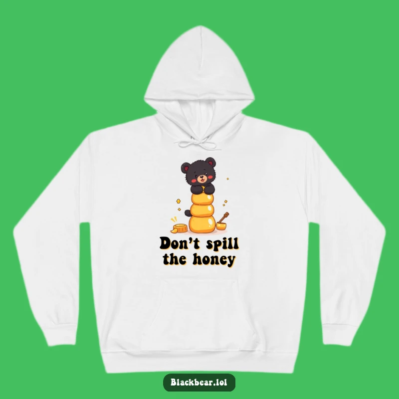 Funny Bear Cub Honey Hoodie: Cozy Balancing Act, Hilarious Sweet Treat Gift