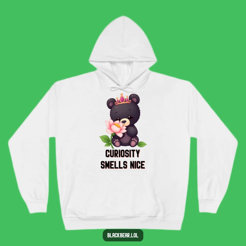 Funny Bear Cub Tiara Flower Hoodie - Cozy Curious Animal Sweatshirt Gift