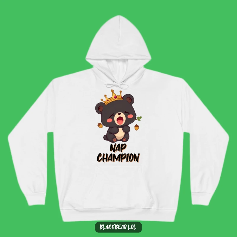 Funny Sleepy Acorn Crown Bear Cub Hoodie - Cozy Naptime Gift