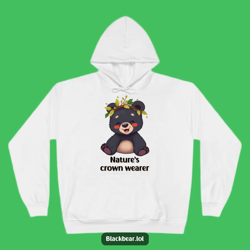 Funny Giggling Bear Cub Leaf Crown Hoodie - Cozy Woodland Sweatshirt Gift