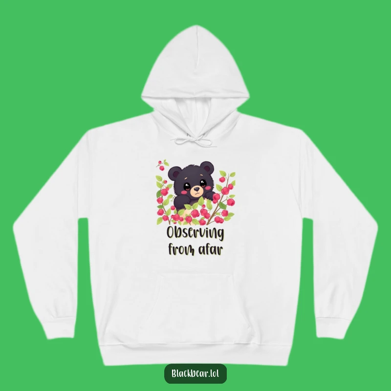 Funny Shy Bear Berry Bush Hoodie - Cozy Curious Forest Sweatshirt