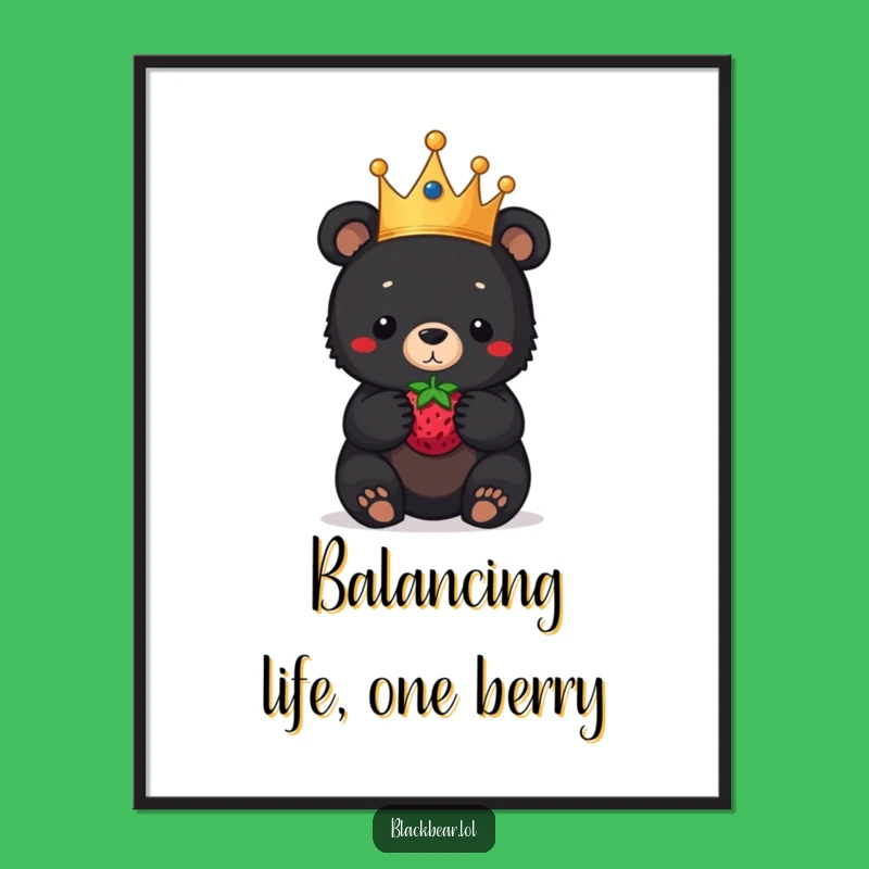 Bear Cub Wall Art Free Printable: Crowned Berry Balancer Downloadable Decor
