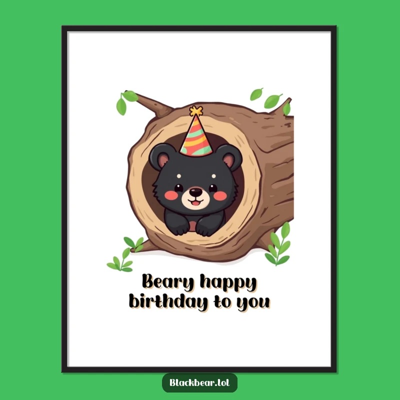 Funny Free Printable Wall Art: Bear Cub Party Surprise, Downloadable Woodland Decor