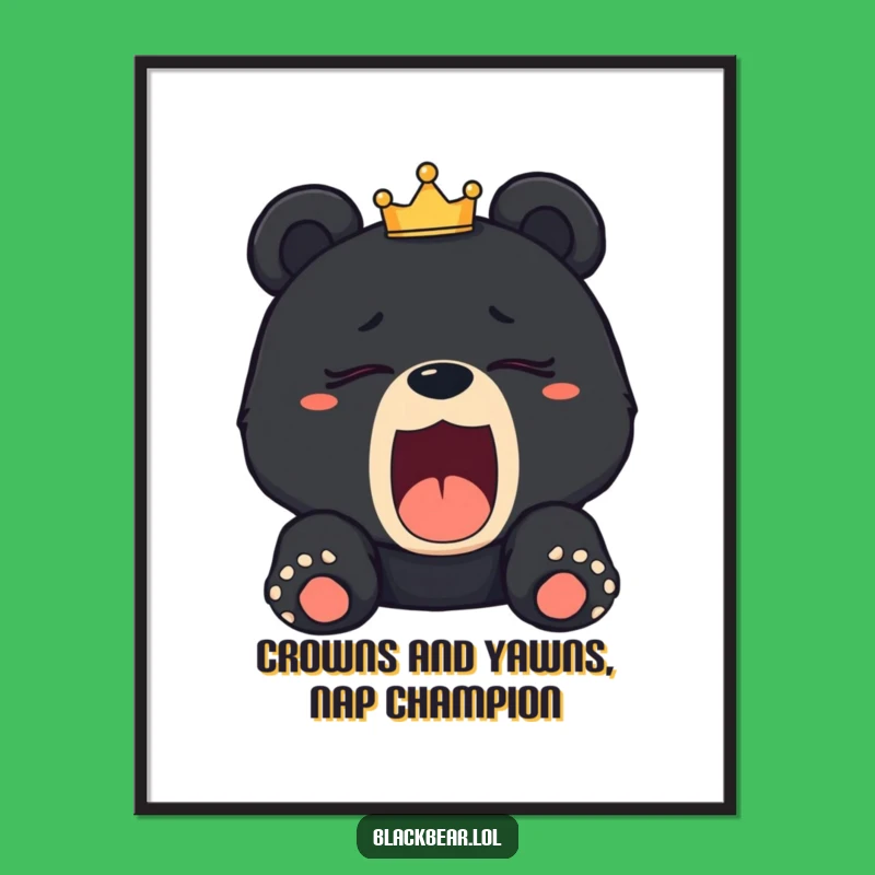 Funny Free Printable Wall Art: Sleepy Crowned Cub, Cozy Downloadable Decor