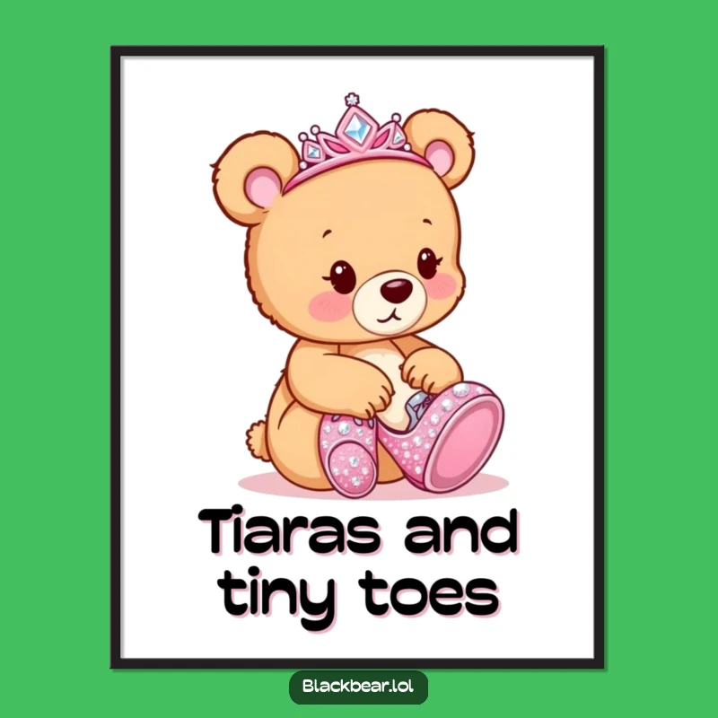 Free Printable Wall Art: Funny Bear Tiara Shoes for Glamorous Downloadable Decor