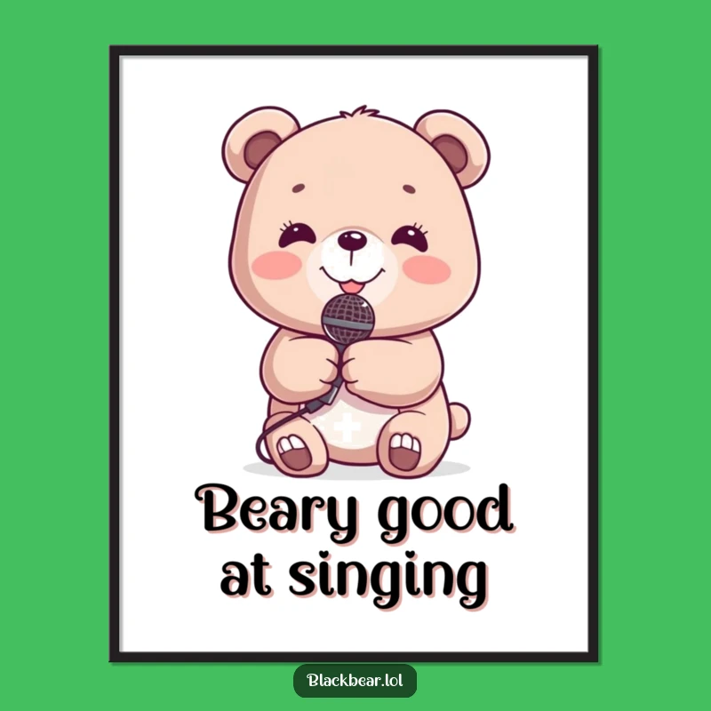 Free Printable Wall Art: Funny Singing Bear for a Cheerful Downloadable Decor