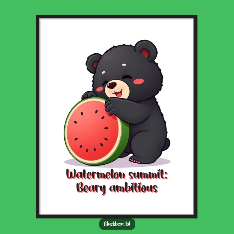 Funny Free Printable Wall Art: Bear Climbs Watermelon, Hilarious Downloadable Decor