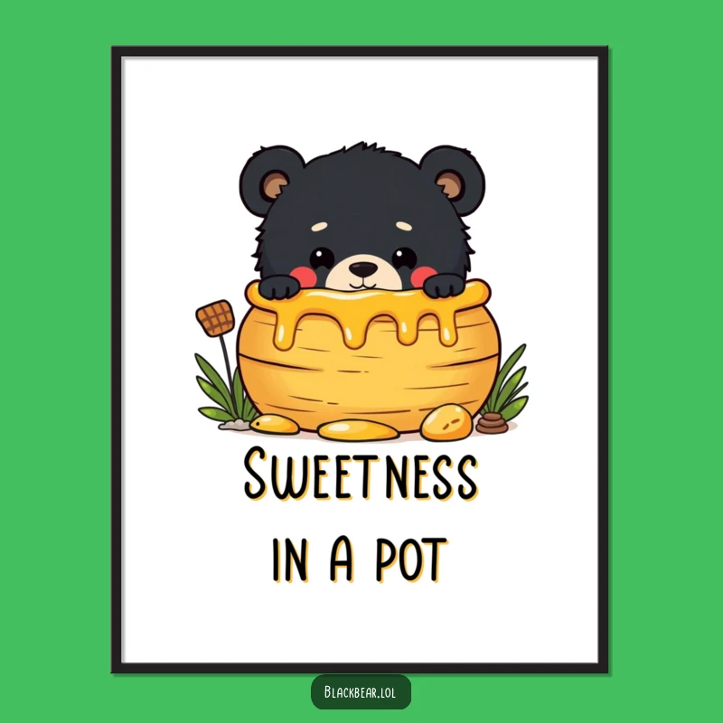 Funny Free Printable Wall Art: Honey Pot Bear Cub Mischief, Downloadable Decor